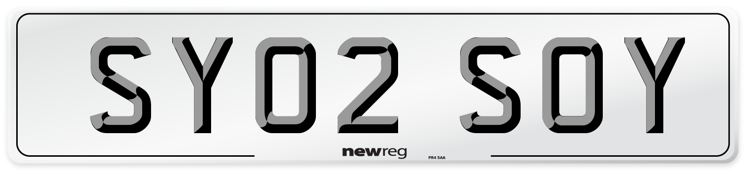 SY02 SOY Number Plate from New Reg
